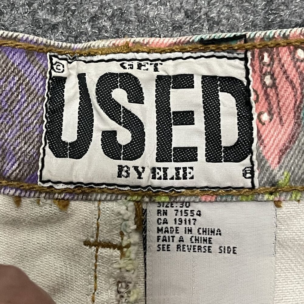 Vtg Get Used By Elie High-Waisted Patterned Jeans 30 Multicolor Women's Retro - Picture 5 of 7
